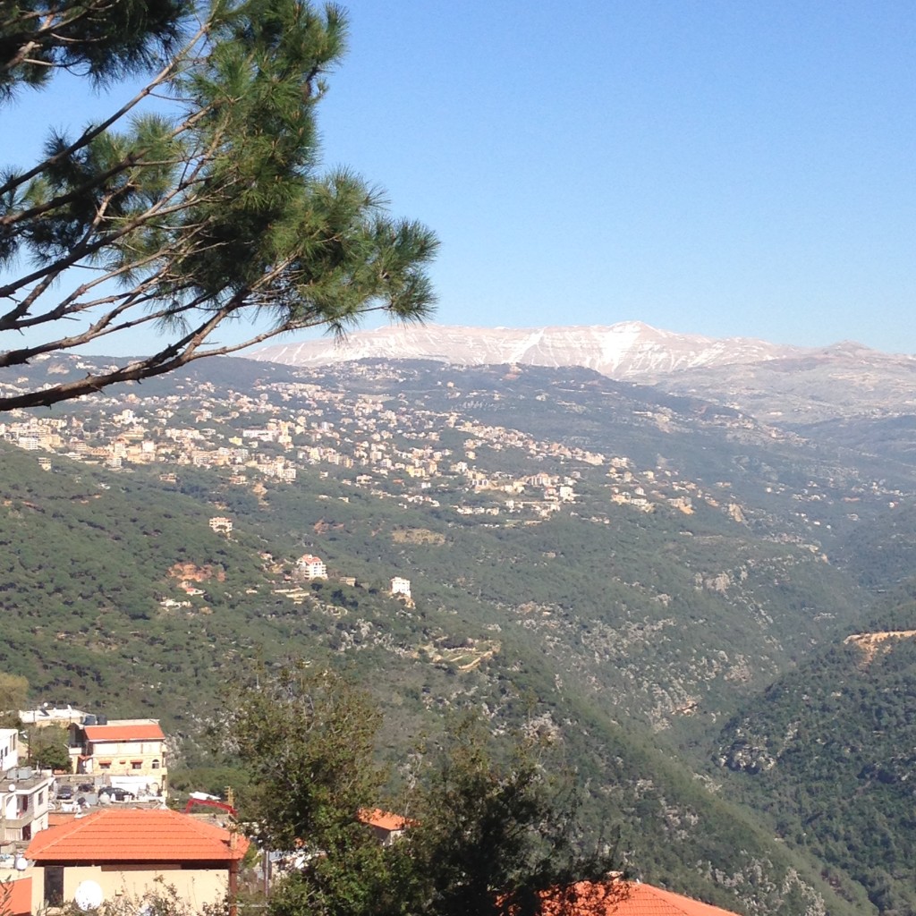 View of Sannine Mountain from Beit Meri in Mount Lebanon