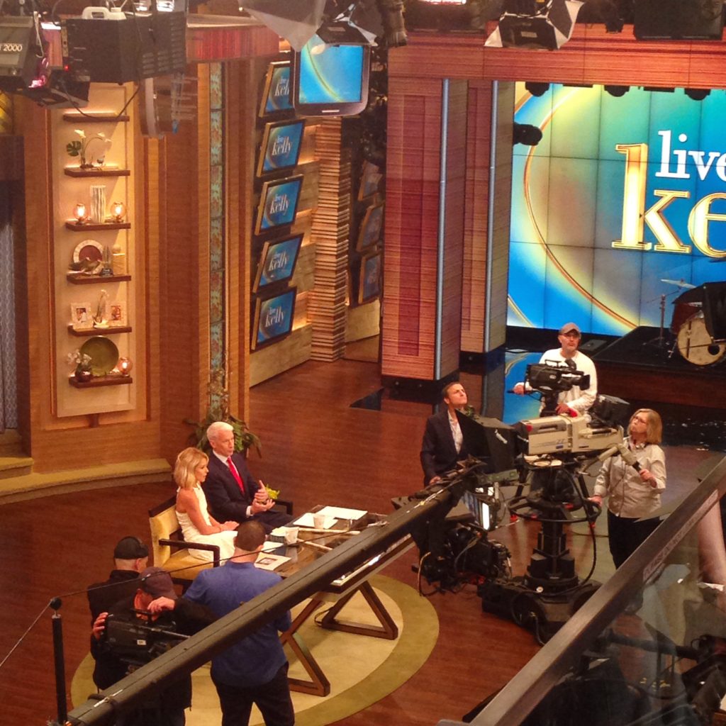 Taping of Live with Kelly with Anderson Cooper as guest co-host