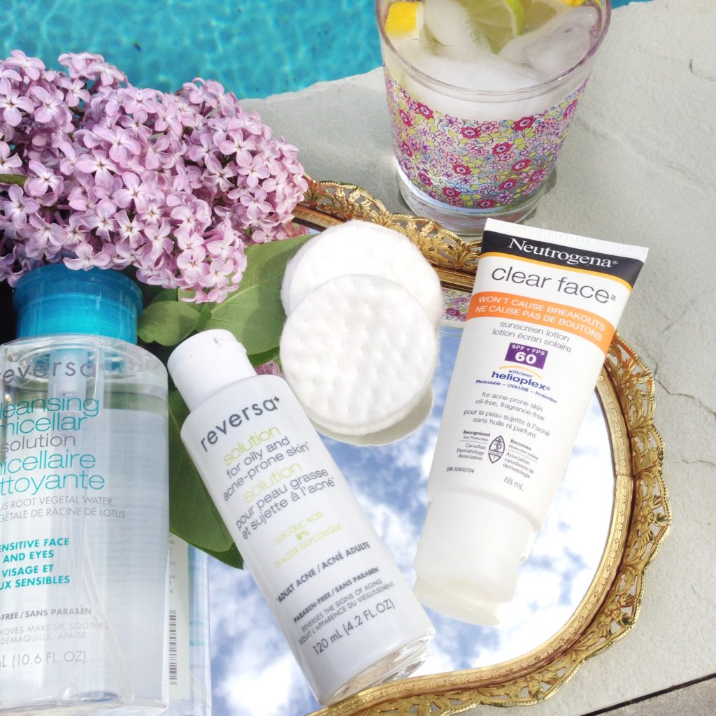 Reversa Cleansing Micellar Solution, Reversa Solution for Oily and Acne Prone Skin, Neutrogena Clear Face Sunscreen Lotion