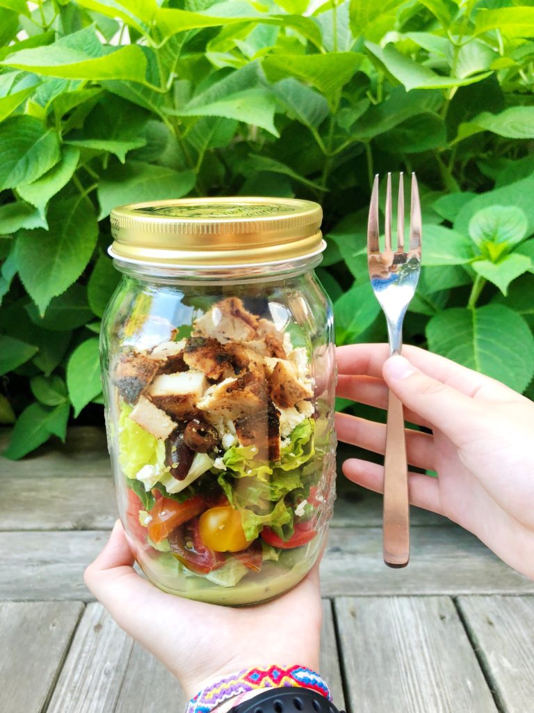 Chicken Greek Salad in a jar