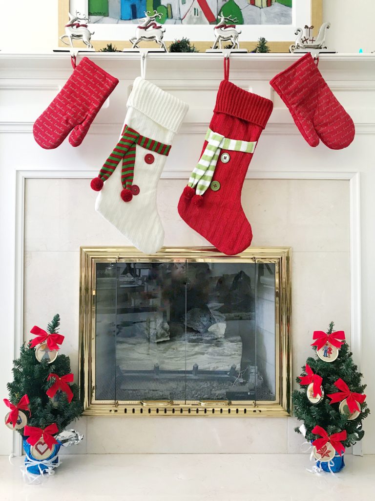 Red & White Knit Christmas Stockings
