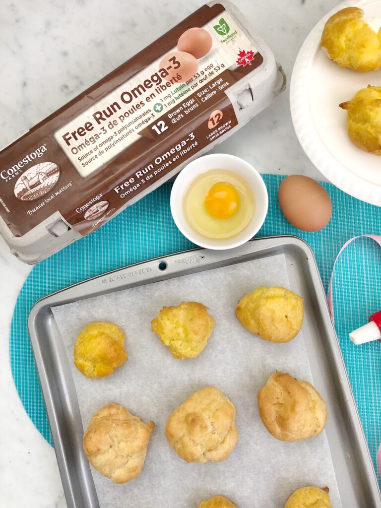 Homemade Cream Puffs Using Conestoga Farms Free Run Omega-3 Brown Eggs